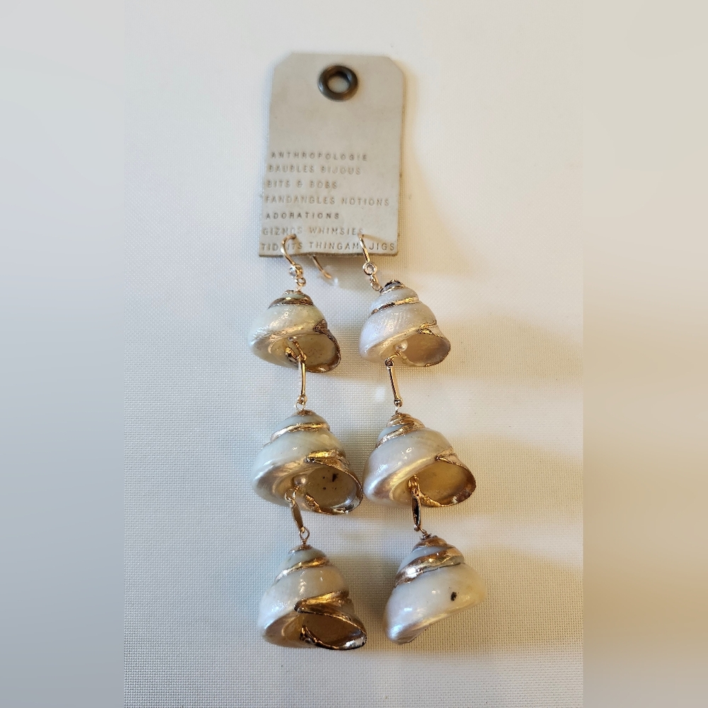 New W/Out Tags Anthropologie Triple Shell Drop Earrings